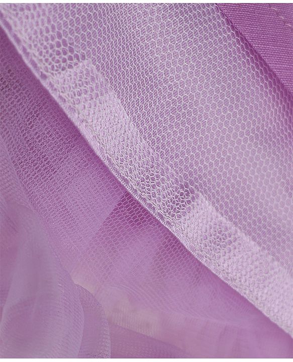 Babyhug Solid Mesh Woven Sleeveless Party Dress with Corsage Flowers on York - Lilac