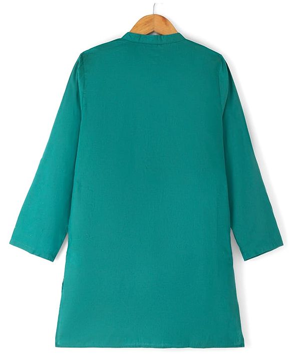 Pine Kids Woven Full Sleeves Sequinned Kurta & Pyjama Set - Green