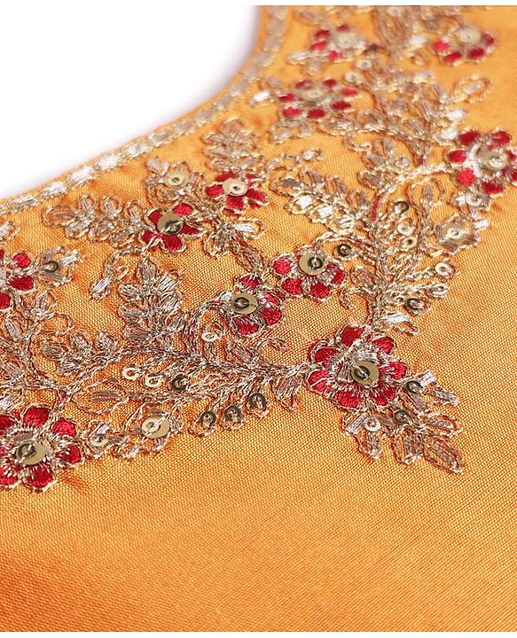 Pine Kids Woven Half Sleeves Floral Embroidered Choli & Lehenga Set WIth Dupatta - Red