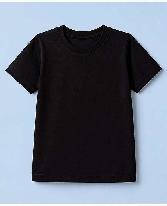 Pine Kids Cotton Knit Half Sleeves Solid T-Shirts Pack Of 3 - Black