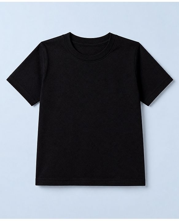 Pine Kids Cotton Knit Half Sleeves Solid T-Shirts Pack Of 3 - Black