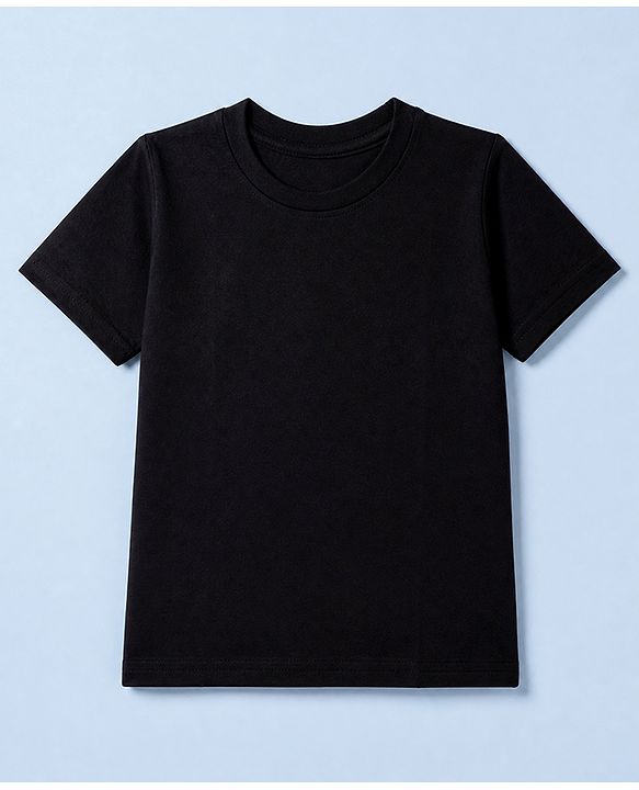 Pine Kids Cotton Knit Half Sleeves Solid T-Shirts Pack Of 3 - Black