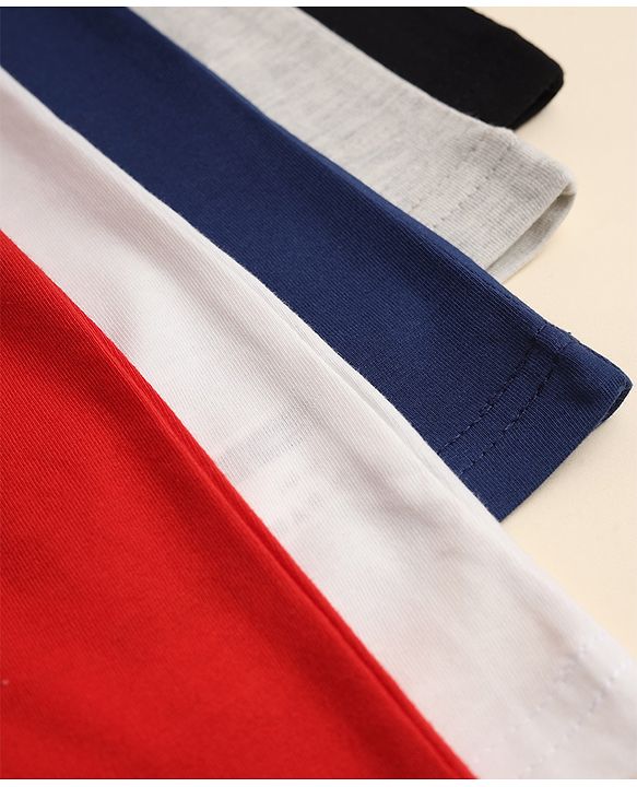 Pine Kids Cotton Knit Half Sleeves Solid T-Shirt Pack Of 5 - Black Red Navy Blue White & Grey