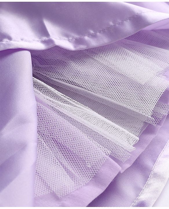 Babyhug Woven Half Sleeves Sequin Party Dress With Corsage Bow - Lilac