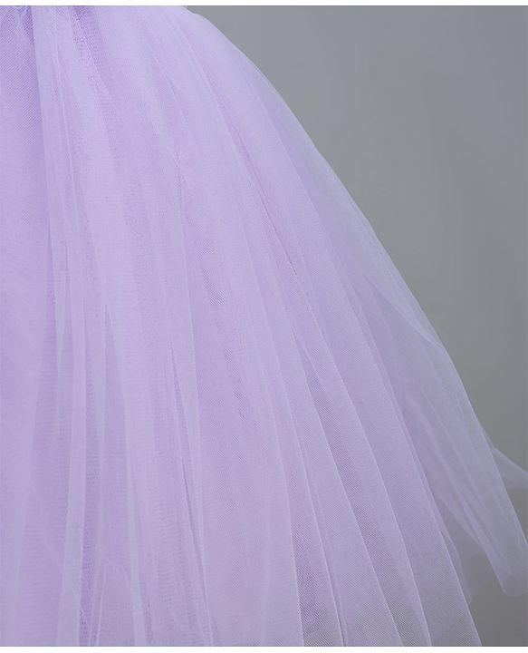 Babyhug Woven Half Sleeves Sequin Party Dress With Corsage Bow - Lilac