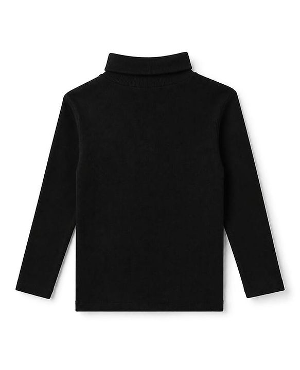 Babyhug Cotton Knit Winter T-shirt with Turtle Neck Full Sleeves in Black