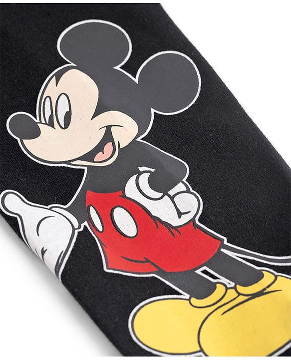 Babyhug Disney Terry Knit Hooded Sweatshirt & Joggers Set with Full Sleeves and Mickey Mouse Graphic - Black