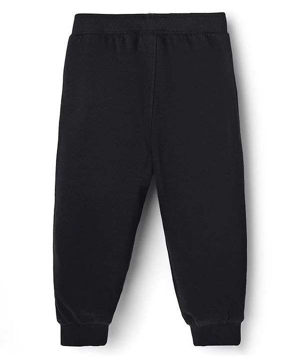 Babyhug Disney Terry Knit Hooded Sweatshirt & Joggers Set with Full Sleeves and Mickey Mouse Graphic - Black