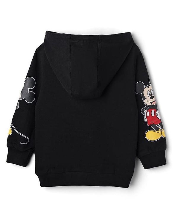 Babyhug Disney Terry Knit Hooded Sweatshirt & Joggers Set with Full Sleeves and Mickey Mouse Graphic - Black
