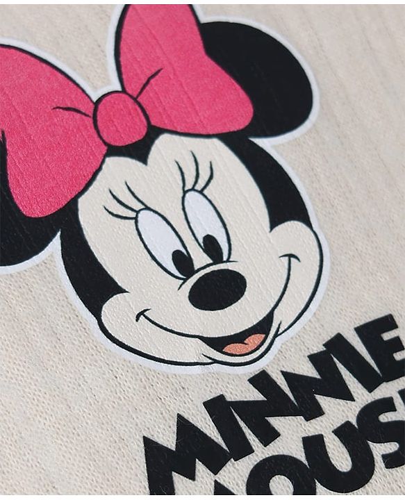 Babyhug Disney Interlock Knit Full Sleeves Thermal Inner Wear with Minnie Mouse Print - Light Peach