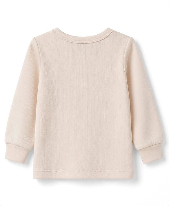 Babyhug Disney Interlock Knit Full Sleeves Thermal Inner Wear with Minnie Mouse Print - Light Peach