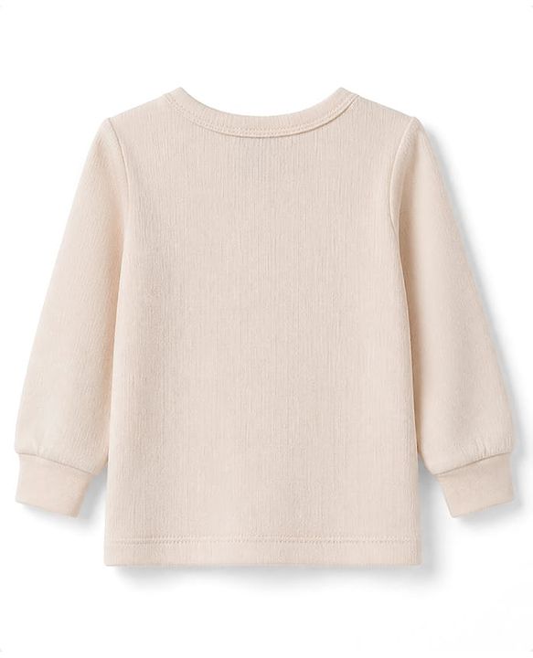 Babyhug Disney Interlock Knit Full Sleeves Thermal Inner Wear with Minnie Mouse Print - Light Peach