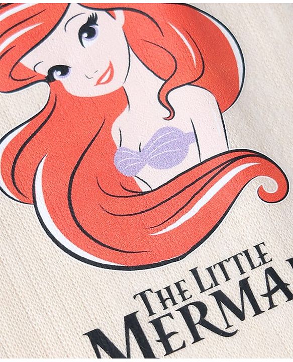 Babyhug Disney Interlock Knit Sleeveless Thermal Inner Wear with Ariel & Text Print - Light Peach