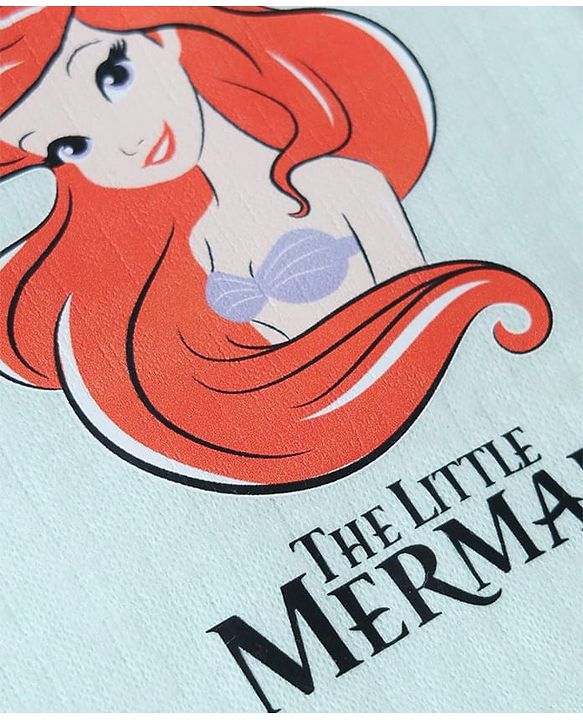 Babyhug Disney Interlock Knit Sleeveless Thermal Inner Wear with Ariel & Text Print - Mint
