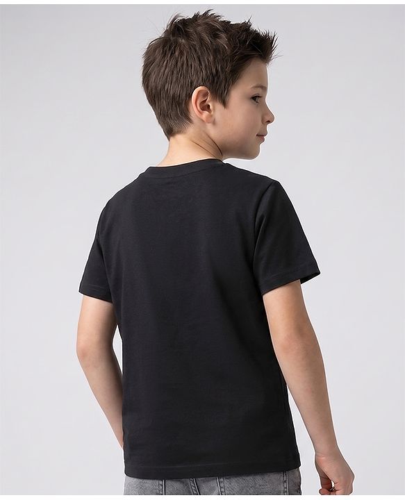 Pine Kids 100% Cotton Knit Half Sleeves T-Shirts with Racing Print - Black