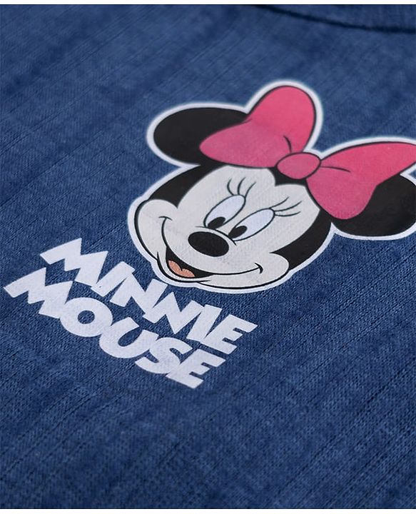 Babyhug Disney 100% Cotton Interlock Knit Full Sleeves Thermal Inner Wear with Minnie Mouse Graphic Print - Navy Blue
