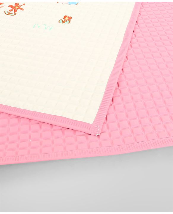 Babyhug Air Filled Water-Resistant Diaper Changing & Massage Mat Animal Print - White | Made from Natural Rubber | Cushioned | Foldable | Multi-Purpose Baby Mat