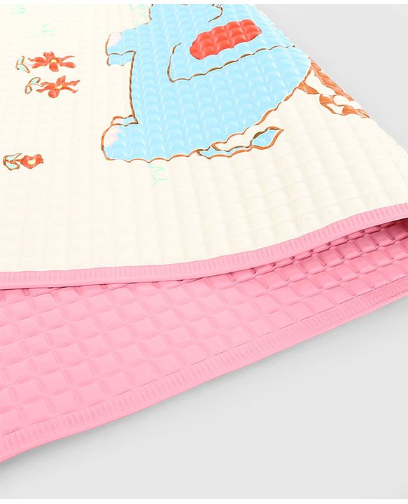 Babyhug Air Filled Water-Resistant Diaper Changing & Massage Mat Animal Print - White | Made from Natural Rubber | Cushioned | Foldable | Multi-Purpose Baby Mat