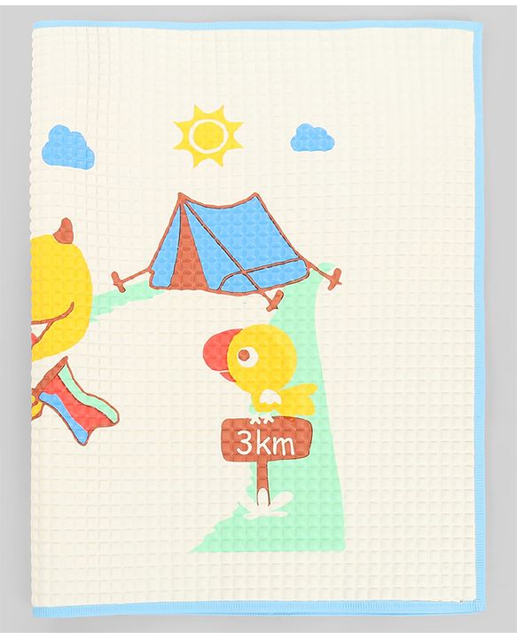 Babyhug Air Filled Water-Resistant Diaper Changing & Massage Mat Animal Print - White | Made from Natural Rubber | Cushioned | Foldable | Multi-Purpose Baby Mat