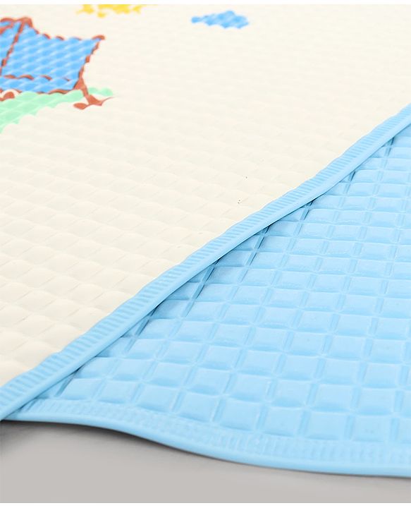 Babyhug Air Filled Water-Resistant Diaper Changing & Massage Mat Animal Print - White | Made from Natural Rubber | Cushioned | Foldable | Multi-Purpose Baby Mat