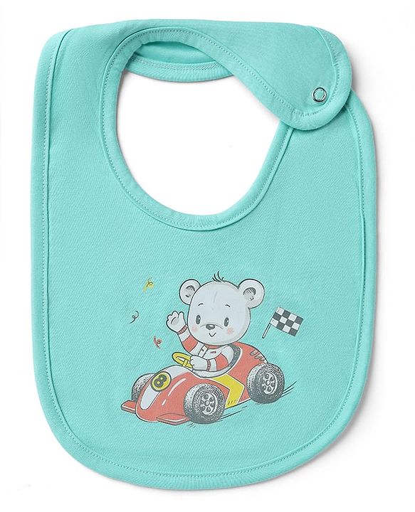 Babyhug 100% Cotton Baby Bibs Set of 2 Lion Print - Green & Brown| Soft & Comfortable| Button Closure| Feeding & Drooling| Easy to Wear| Machine Washable| Newborn & Infant Feeding Essential