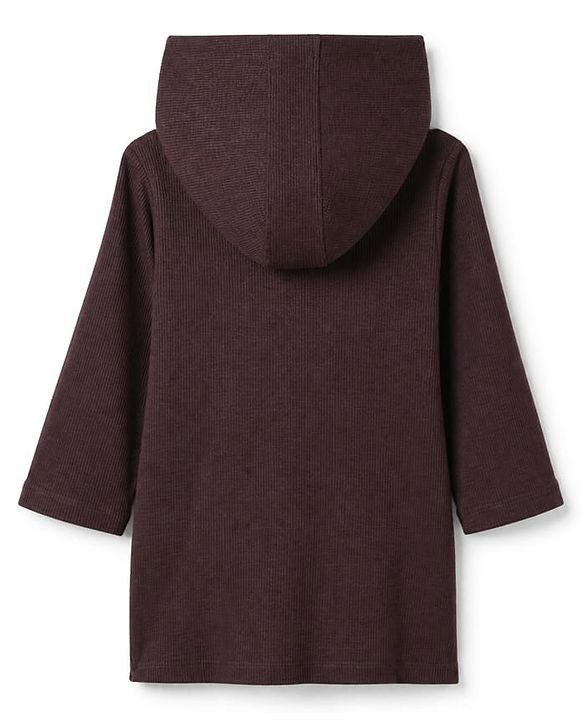 Babyhug Waffle Knit Full Sleeves Bath Robe With Hood in Brown
