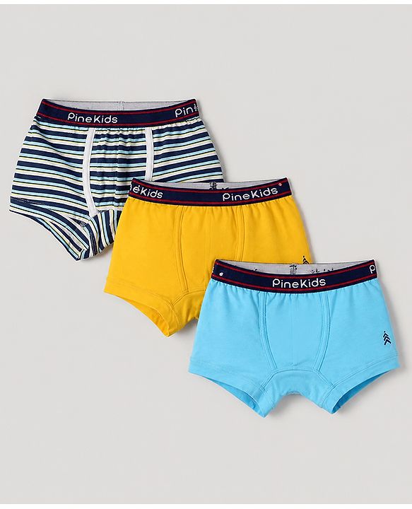 Pine Kids Cotton Knit Above Knee Length Solid Trunks Pack of 3