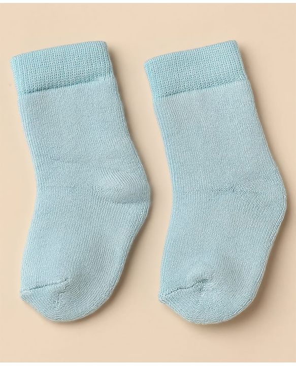 Cute Walk By Babyhug Anti-Bacterial Terry Knit Ankle Length Solid Socks Pack Of 3- Blue & Grey