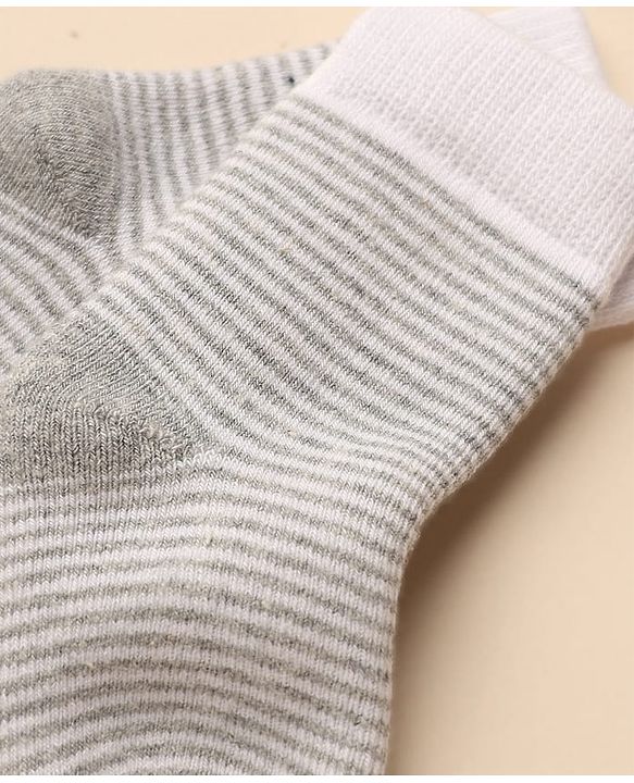 Cute Walk By Babyhug Anti-Bacterial Terry Knit Ankle Length Solid Socks Pack Of 3- Blue & Grey