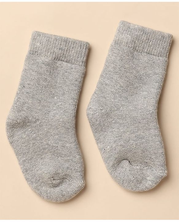 Cute Walk By Babyhug Anti-Bacterial Terry Knit Ankle Length Solid Socks Pack Of 3- Blue & Grey