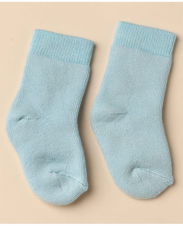 Cute Walk By Babyhug Anti-Bacterial Terry Knit Ankle Length Solid Socks Pack Of 3- Blue & Grey