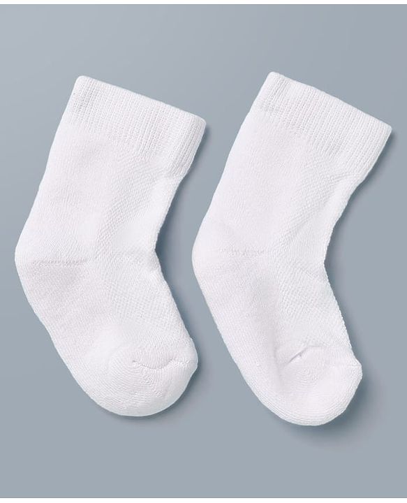Cute Walk By Babyhug Anti-Bacterial Terry Knit Ankle Length Solid Socks Pack Of 3- White