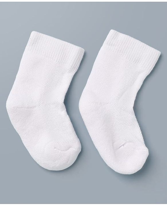 Cute Walk By Babyhug Anti-Bacterial Terry Knit Ankle Length Solid Socks Pack Of 3- White