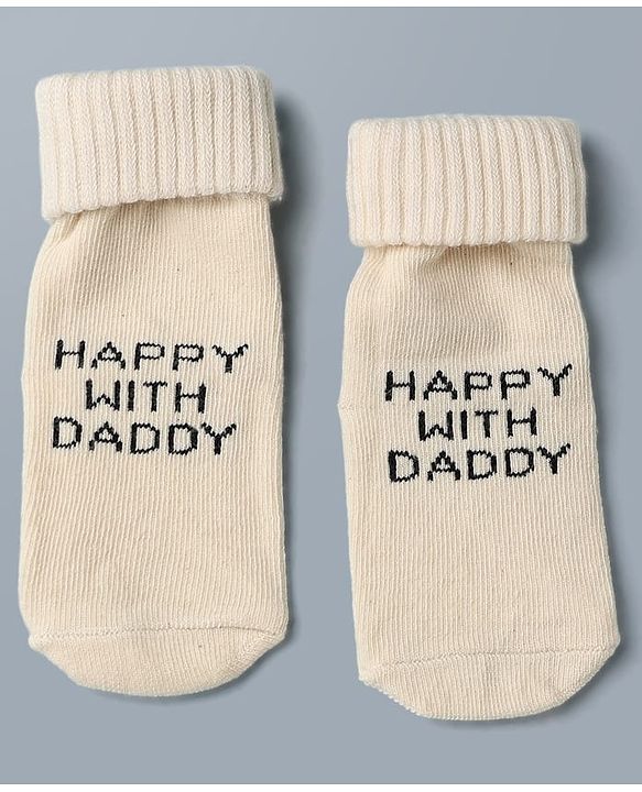 Cute Walk By Babyhug Anti-Bacterial Terry Knit Ankle Length Socks With Happy with Mummy Design Pack Of 3- Brown