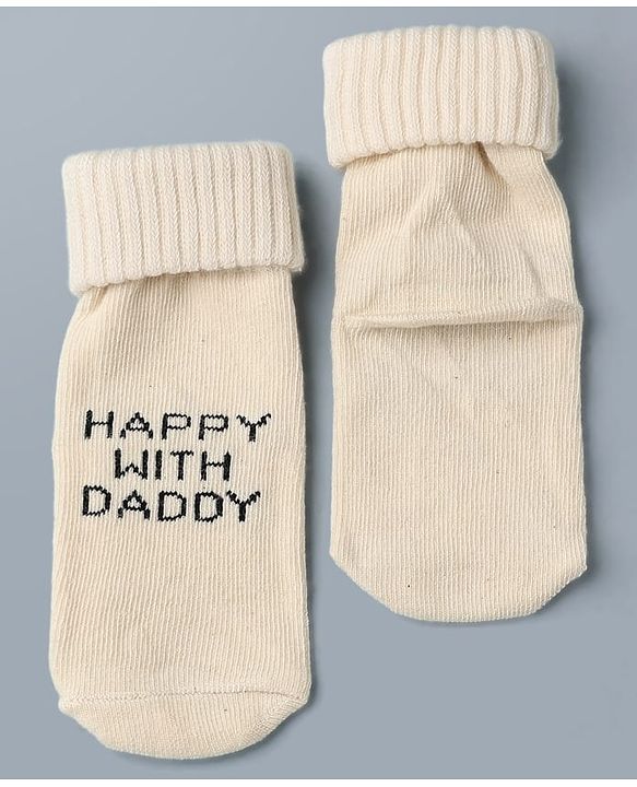 Cute Walk By Babyhug Anti-Bacterial Terry Knit Ankle Length Socks With Happy with Mummy Design Pack Of 3- Brown
