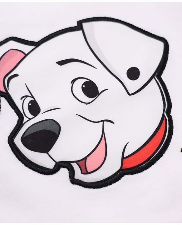 Babyhug Disney 100% Cotton Terry Knit Full Sleeves Sweatshirt With Drop Shoulder Sleeves And Dalmatians Applique - White