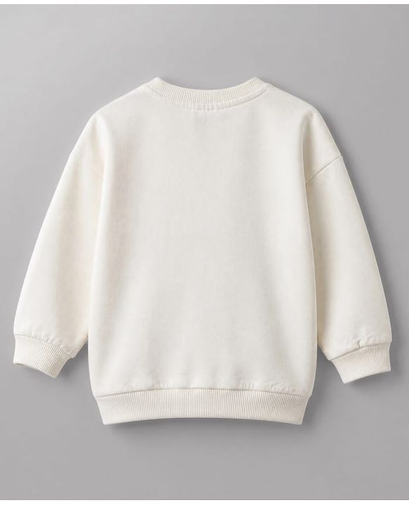 Babyhug Disney 100% Cotton Terry Knit Sweatshirt with Full Sleeves, Drop Shoulder Sleeves and Winnie The Pooh Patch in White