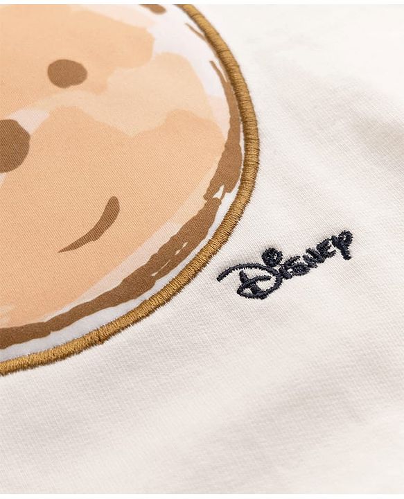 Babyhug Disney 100% Cotton Terry Knit Sweatshirt with Full Sleeves, Drop Shoulder Sleeves and Winnie The Pooh Patch in White
