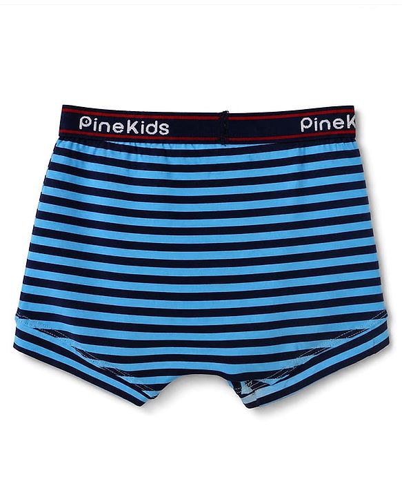 Pine Kids Cotton Knit Trunks with Stripe & Abstract Print Pack of 3 - Black & Blue