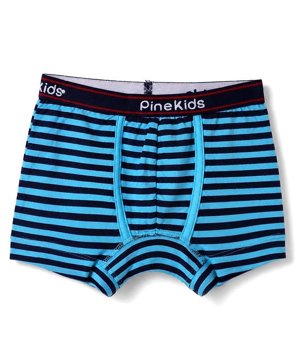 Pine Kids Cotton Knit Trunks with Stripe & Abstract Print Pack of 3 - Black & Blue