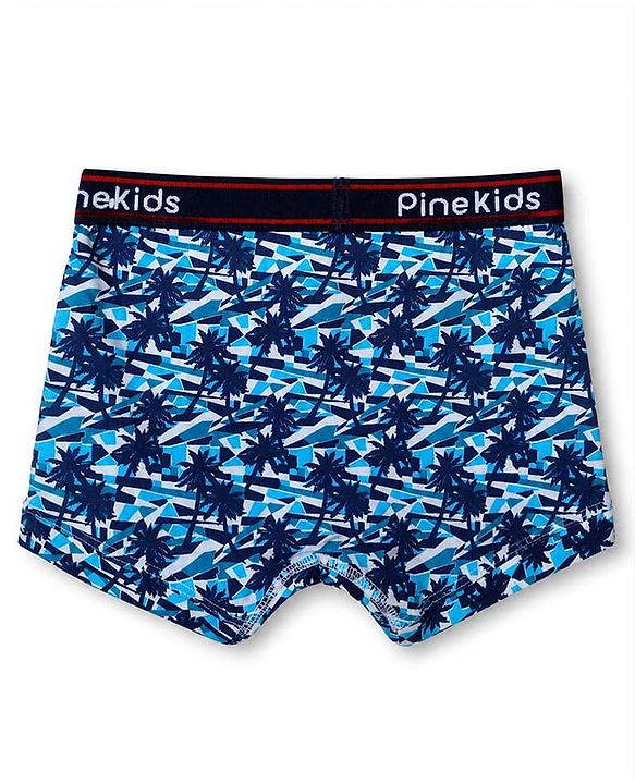 Pine Kids Cotton Knit Trunks with Stripe & Abstract Print Pack of 3 - Black & Blue
