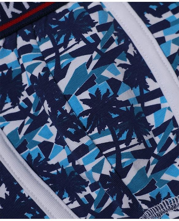 Pine Kids Cotton Knit Trunks with Stripe & Abstract Print Pack of 3 - Black & Blue