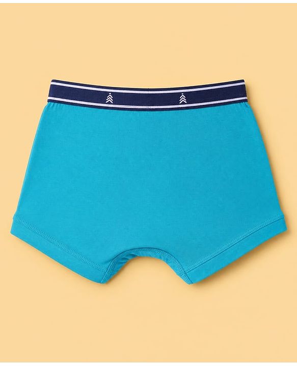 Pine Kids 100% Cotton Knit Striped Trunks With On the Wheels Text Print Pack of 3 - Blue & Navy Blue