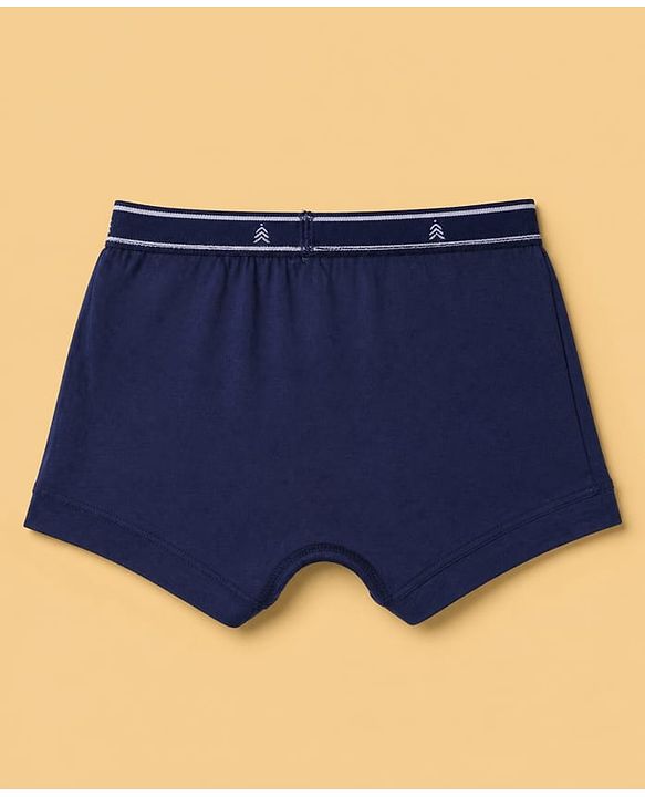 Pine Kids 100% Cotton Knit Striped Trunks With On the Wheels Text Print Pack of 3 - Blue & Navy Blue