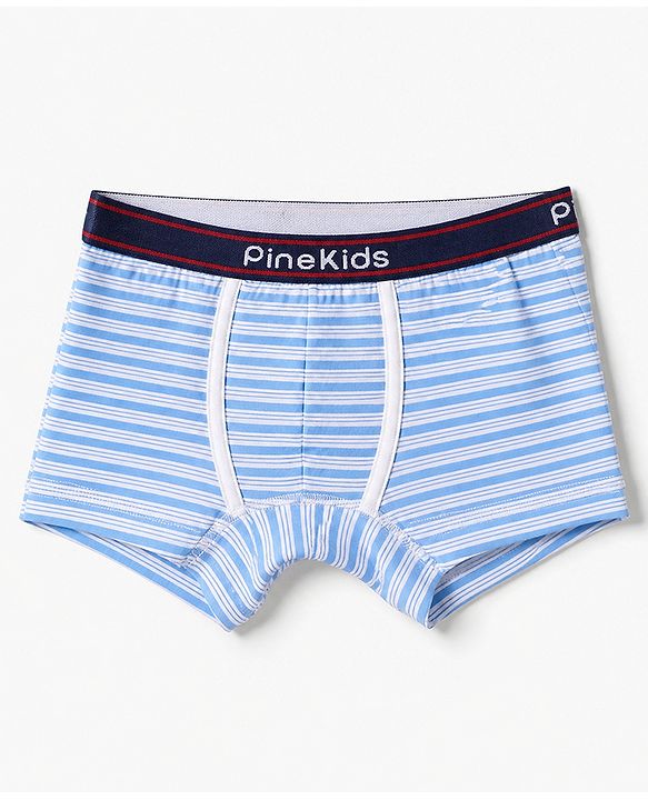 Pine Kids 100% Cotton Knit Printed Trunks Pack of 3 - Blue