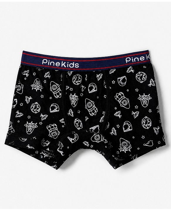 Pine Kids 100% Cotton Knit Printed Trunks Pack of 3 - Blue