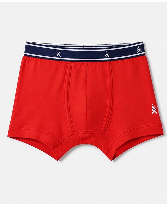 Pine Kids 100% Cotton Elastane Knit Trunk with Football Print Pack of 3 - Red Blue & White