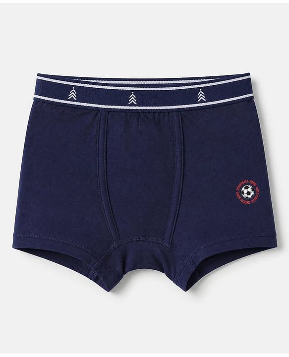 Pine Kids 100% Cotton Elastane Knit Trunk with Football Print Pack of 3 - Red Blue & White