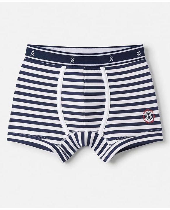 Pine Kids 100% Cotton Elastane Knit Trunk with Football Print Pack of 3 - Red Blue & White