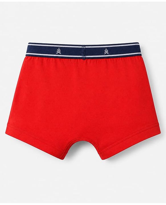 Pine Kids 100% Cotton Elastane Knit Trunk with Football Print Pack of 3 - Red Blue & White